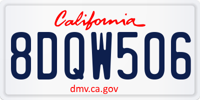 CA license plate 8DQW506