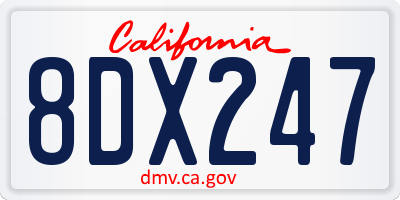 CA license plate 8DX247