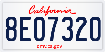 CA license plate 8E07320