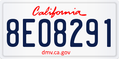 CA license plate 8E08291