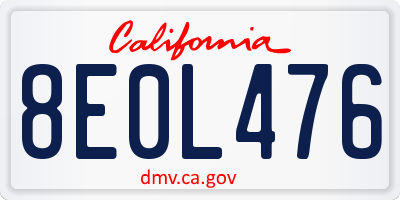 CA license plate 8E0L476