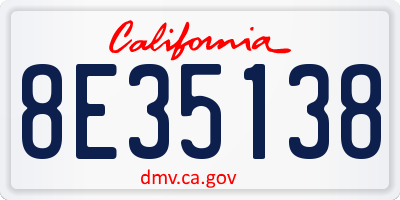 CA license plate 8E35138