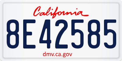 CA license plate 8E42585