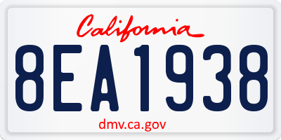 CA license plate 8EA1938