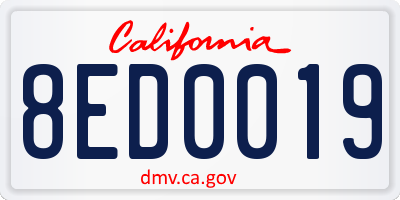 CA license plate 8ED0019