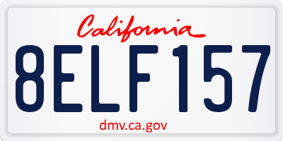CA license plate 8ELF157
