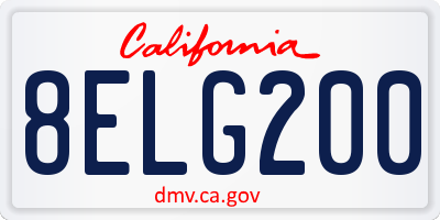 CA license plate 8ELG200