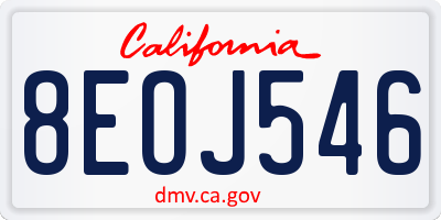 CA license plate 8EOJ546