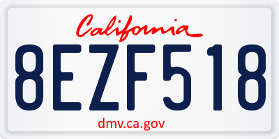 CA license plate 8EZF518