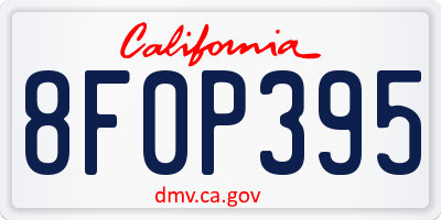 CA license plate 8F0P395