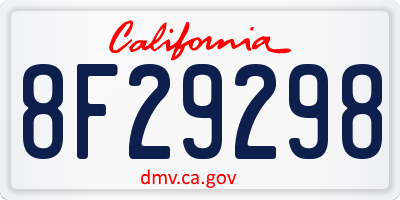 CA license plate 8F29298