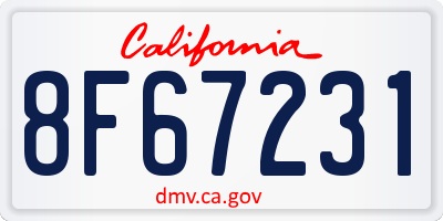 CA license plate 8F67231