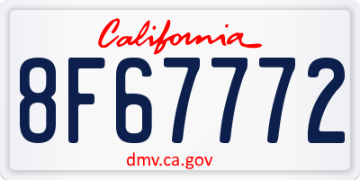 CA license plate 8F67772