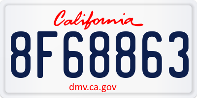 CA license plate 8F68863