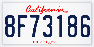 CA license plate 8F73186