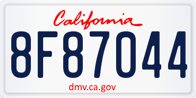 CA license plate 8F87044