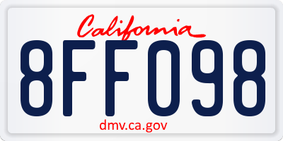 CA license plate 8FF098