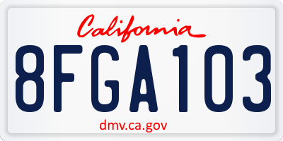 CA license plate 8FGA103