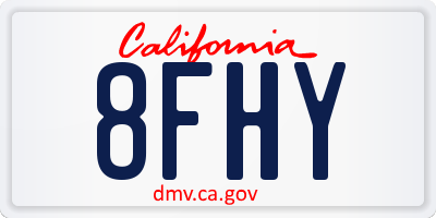 CA license plate 8FHY