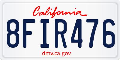 CA license plate 8FIR476