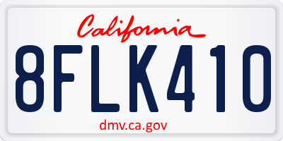 CA license plate 8FLK410