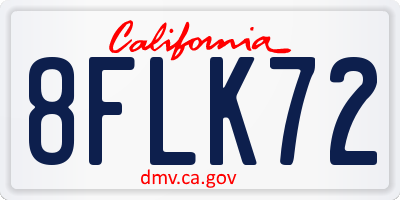 CA license plate 8FLK72