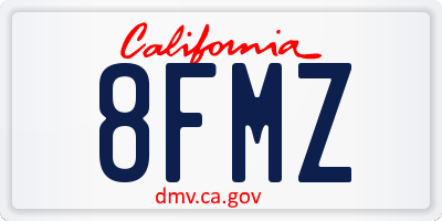 CA license plate 8FMZ