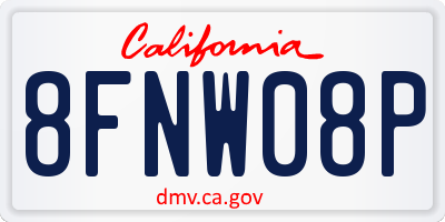 CA license plate 8FNW08P