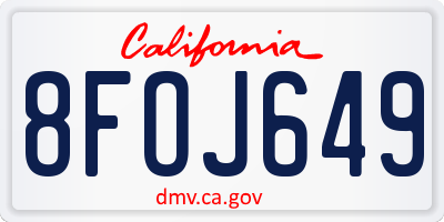 CA license plate 8FOJ649