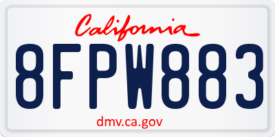CA license plate 8FPW883