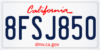 CA license plate 8FSJ850