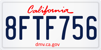 CA license plate 8FTF756