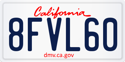 CA license plate 8FVL60