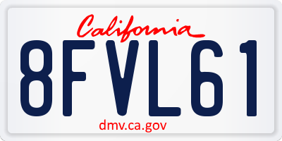 CA license plate 8FVL61