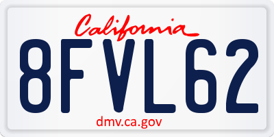 CA license plate 8FVL62