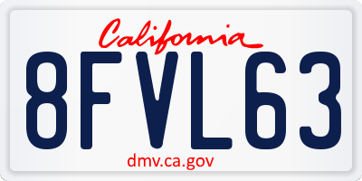 CA license plate 8FVL63