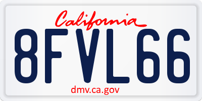 CA license plate 8FVL66