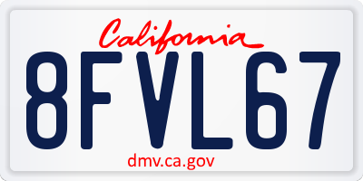 CA license plate 8FVL67