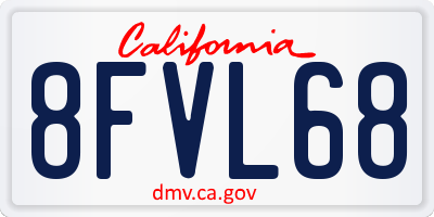 CA license plate 8FVL68