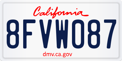 CA license plate 8FVW087