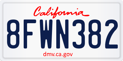 CA license plate 8FWN382