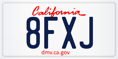 CA license plate 8FXJ