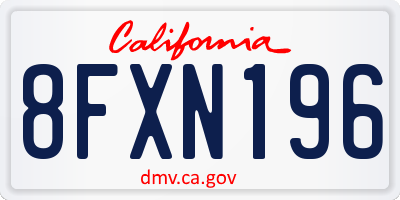 CA license plate 8FXN196