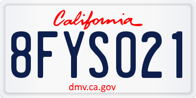 CA license plate 8FYS021