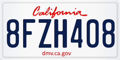 CA license plate 8FZH408