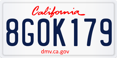 CA license plate 8G0K179