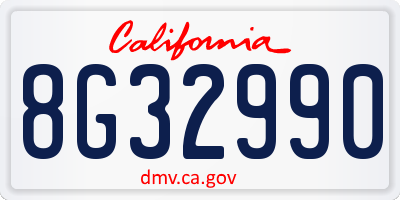 CA license plate 8G32990