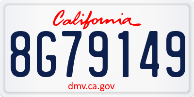 CA license plate 8G79149