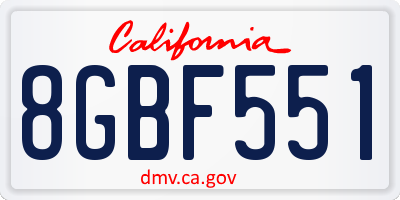 CA license plate 8GBF551