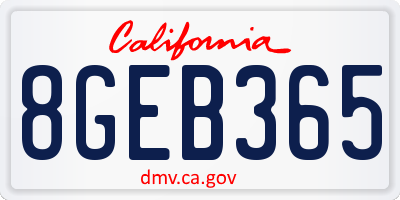 CA license plate 8GEB365